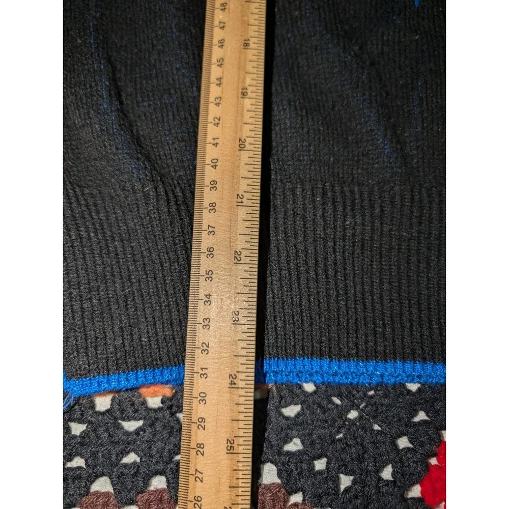YarnWorks Sweater Blue Black Diamond Glitter Crewneck‎ Pullover Women's Large